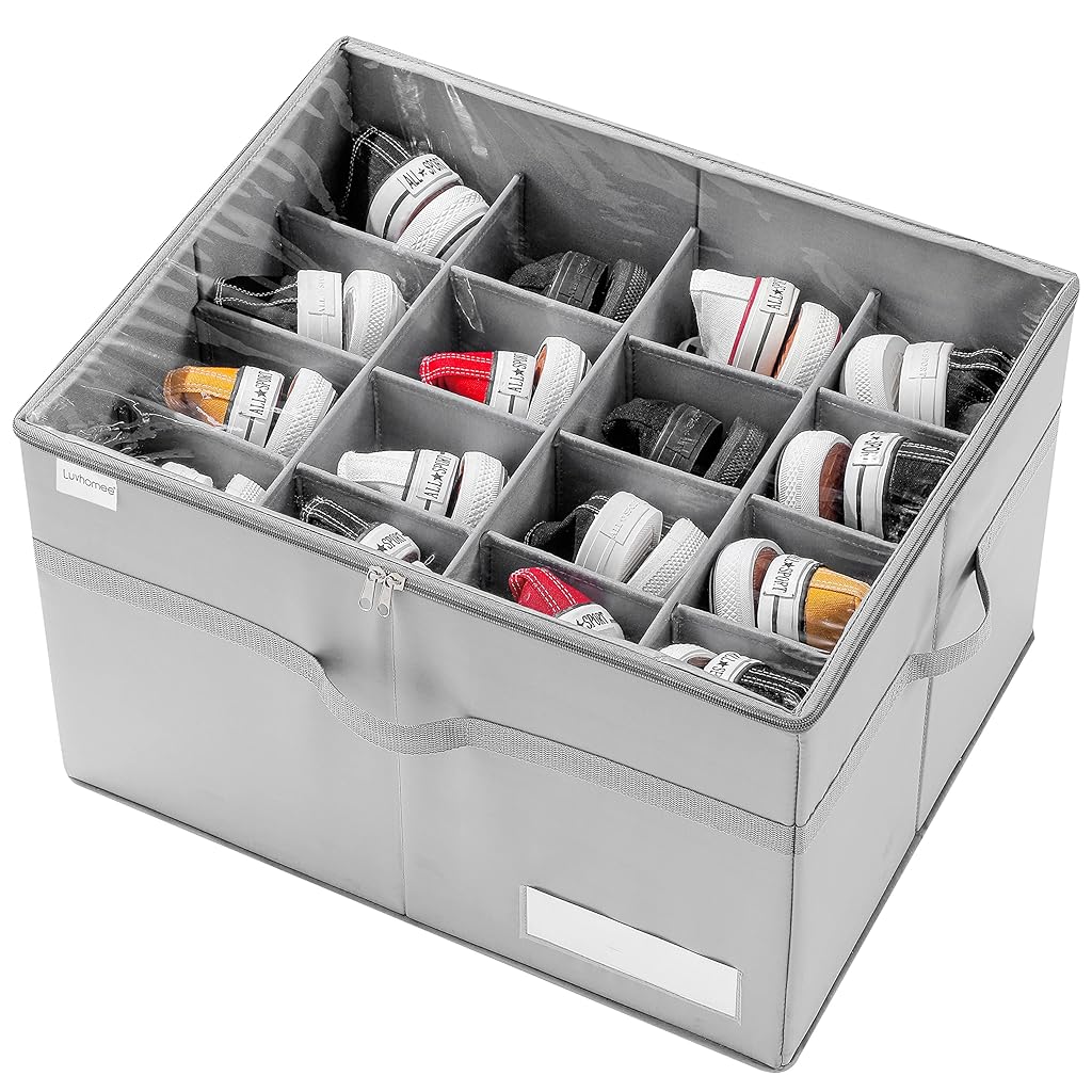 HASTHIP® Clear Foldable Shoe Storage Bins w/Bottom Support, HASTHIP® Clear Foldable Shoe Storage Bins w/Bottom Support,